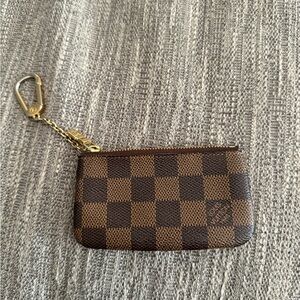 Louis Vuitton Damier Ebene Key Pouch with Gold Accents